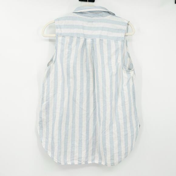 J. Crew Womens Coastal Striped Linen Cotton Sleeveless Popover Tank Top Size LP - Picture 7 of 7